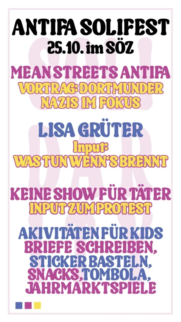 Bild mit Programmauflistung für das Antifa-Solifest